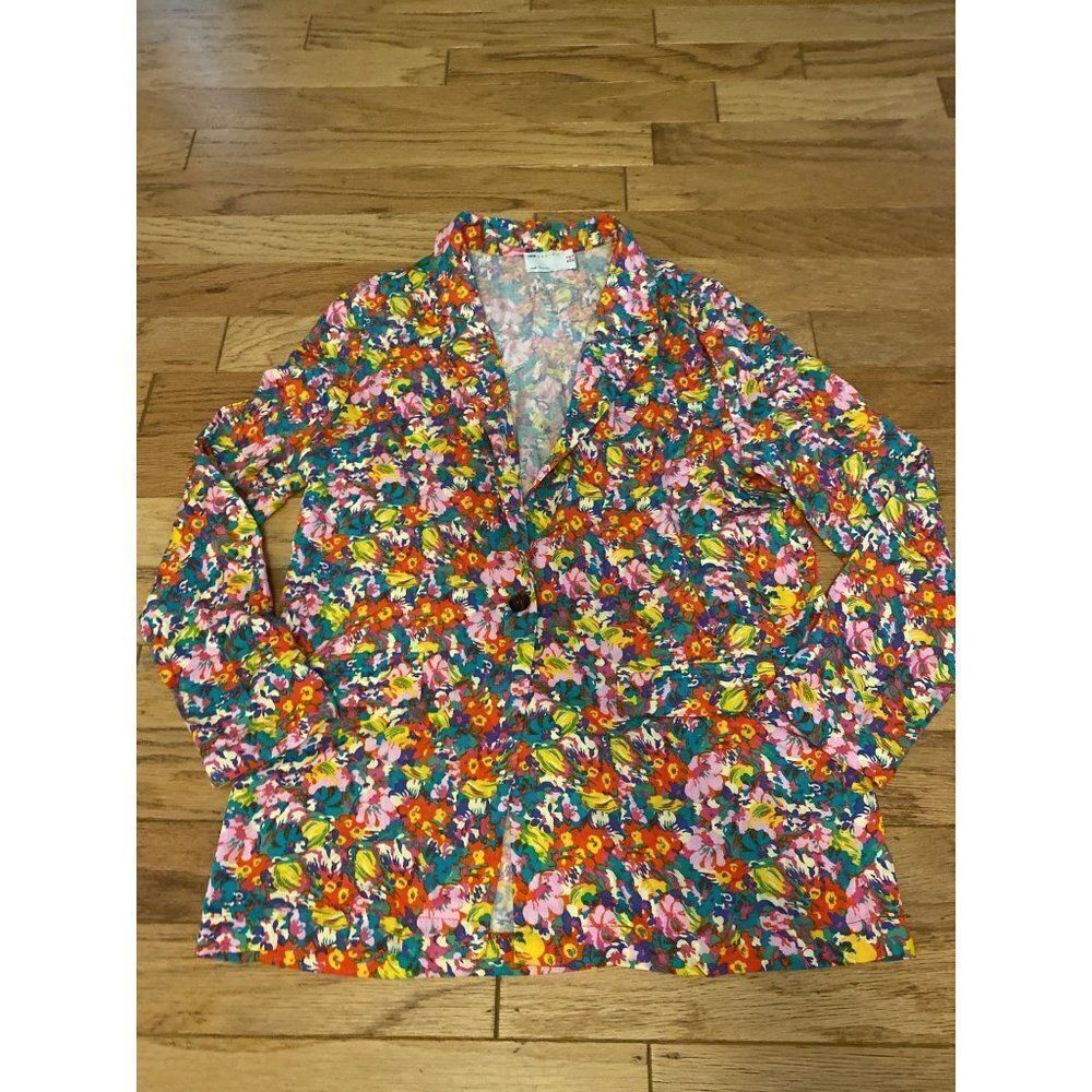 ASOS, women's multicolor, floral long sleeve one button front jacket size 4